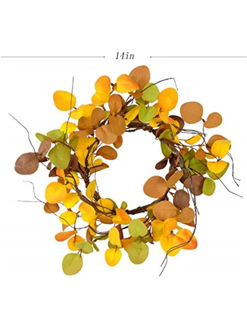 14 inches Summer and Autumn Eucalyptus Leaves Wreath Thanksgiving Rustic Wreath